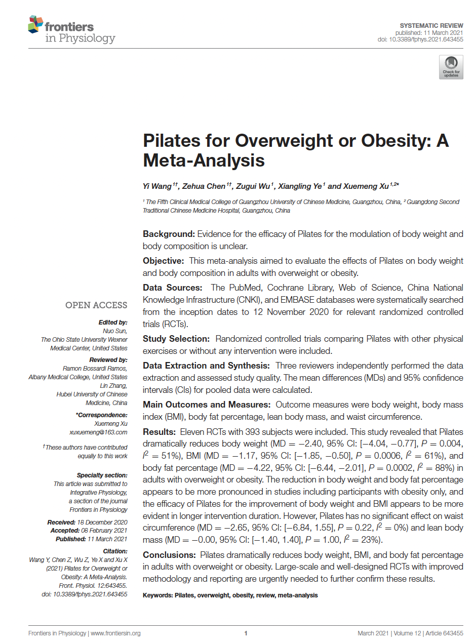 Metaanálisis sobre los efectos del pilates en el sobrepeso y la obesidad
