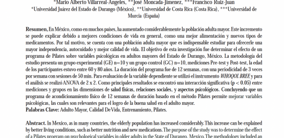 Mejora de variables psicológicas después de 12 semanas de Pilates.